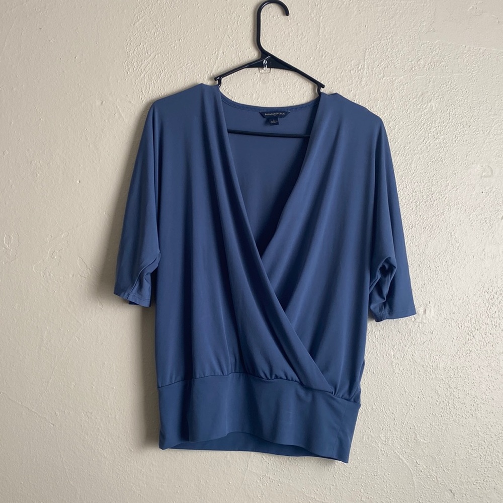 Banana Republic Dusty Blue V-Neck Top